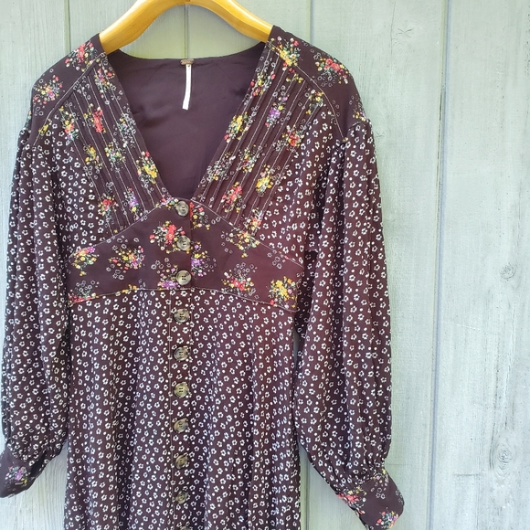 Free People Floral Balloon Sleeve Wonderland Dress - Picture 15 of 16